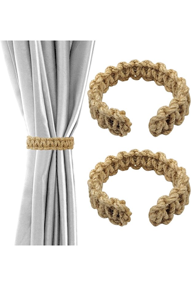 Simple curtain tiebacks, 2-pack, suitable for home, office, living room, bedroom (brown)