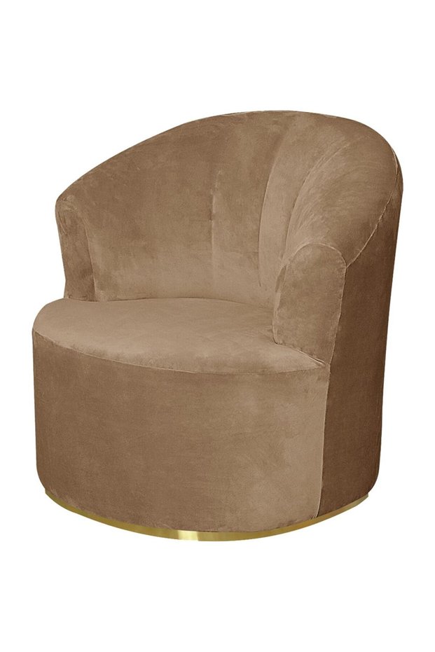 Velvet Banquet Swivel Barrel Chair Cover Medieval Modern Round Club Armchair Solid Decorative Living Room Kitchen Single Sofa Brown