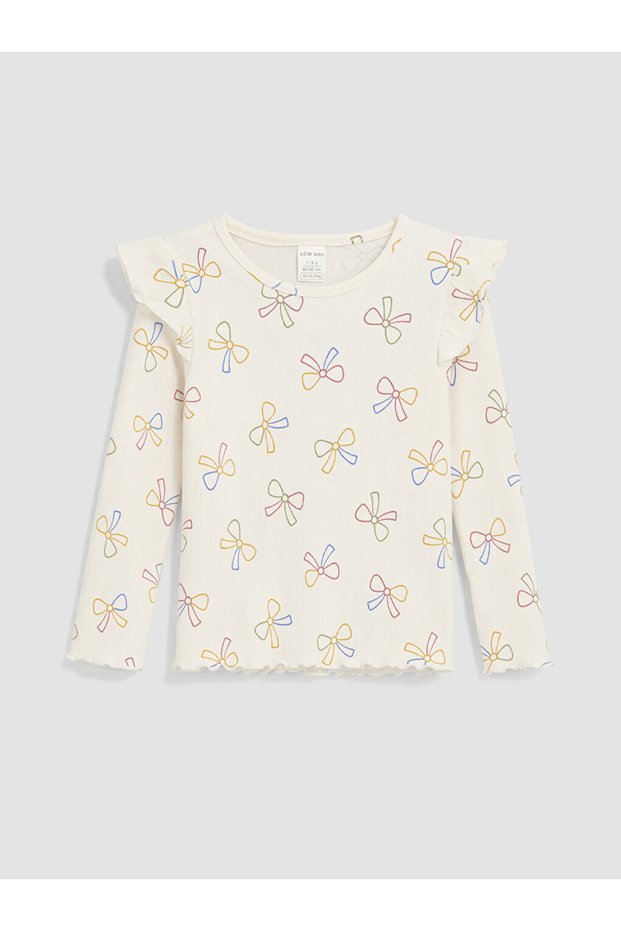 Rmz Gi̇yi̇m Farkiyla Bow Embroidered Baby Girl T-Shirt