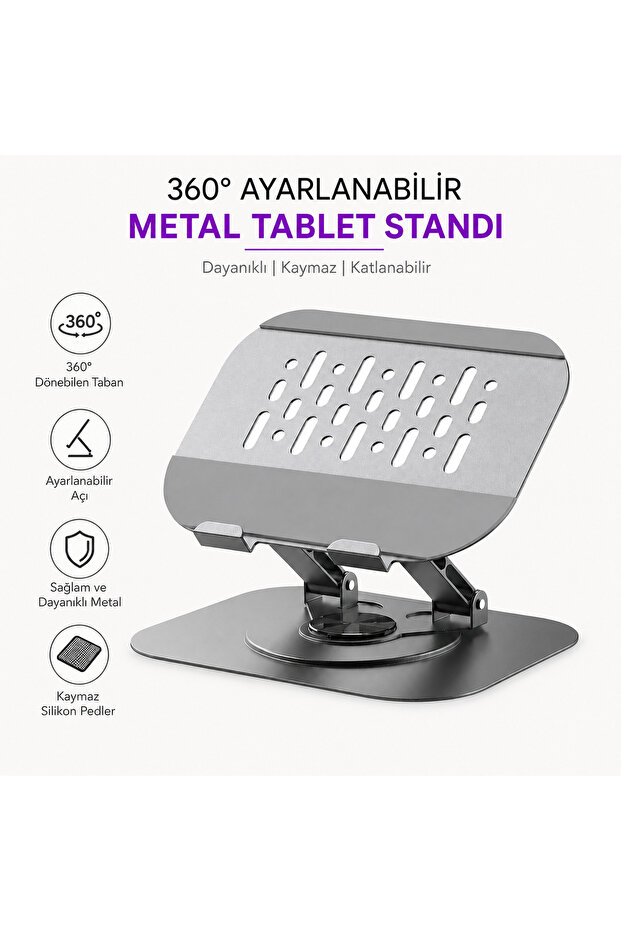360 ° Rotatable Metal Tablet Stand Adjustable Phone Tablet Holder Foldable Cooled 5.1-12.9 Inch
