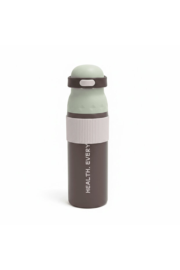 Dark Brown & Sage Green Metal Water Bottle – 700 ml