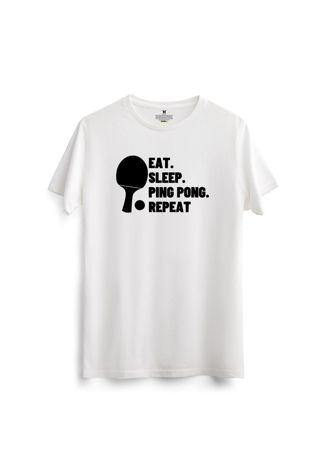 Unisex Table Tennis Printed Cotton T-Shirt Table Tennis