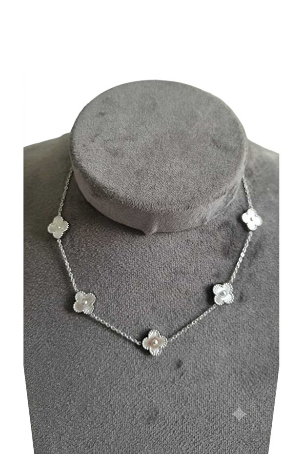 4 Leaf Clover Luck Double Sided Necklace 40Cm+5Cm