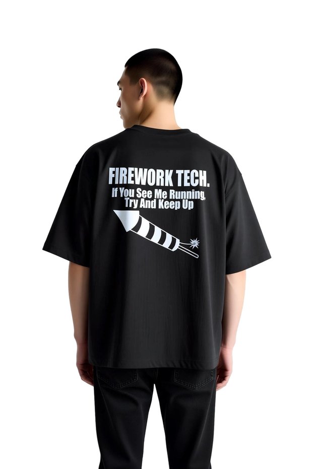 Men's Oversize Light Show Technician Printed T-Shirt 100% Cotton Relaxed Fit Casual Wear Modern