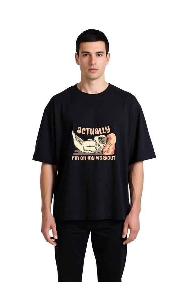 Men's Oversize Graphic Printed T-Shirt Training Themed Relaxed Fit Short Sleeve Casual Sport Modern