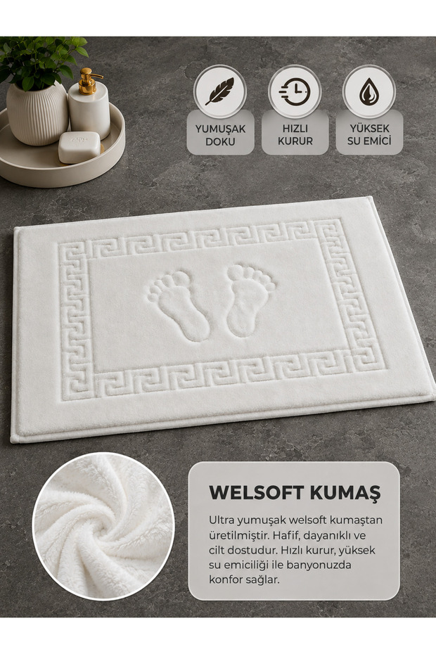 Foot Towel Welsoft Fabric 50X70 cm Soft Textured High Water Absorption Quick Drying Bathroom Foot Towel Footprint Patterned Bath Mat