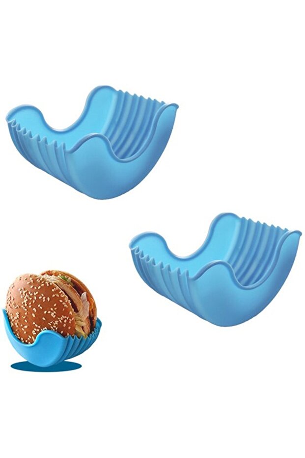 Silicone hamburger clip 2-piece set, retractable non-contact, pink.