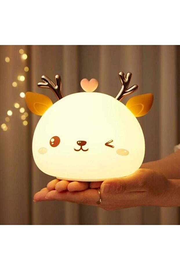 Rechargeable deer-shaped silicone night light 7 colors.