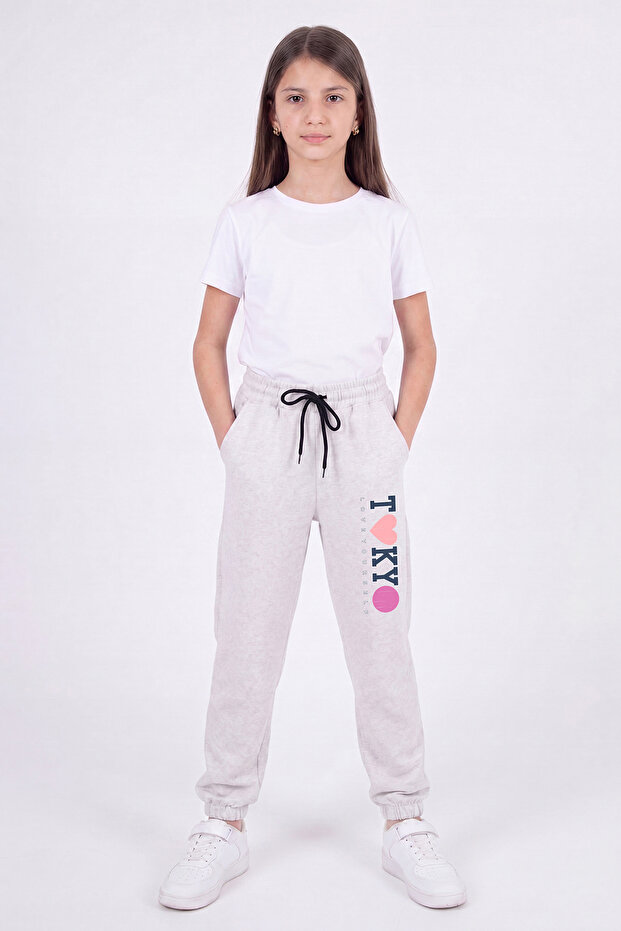 Girl's Double Pocket Printed Colorful Jogger Sweatpants