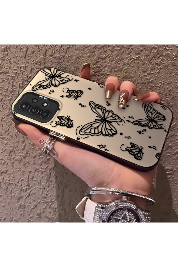 Samsung Galaxy A04S Compatible Elegant Night Style Butterfly Case, Daily Use Durable Protective Case