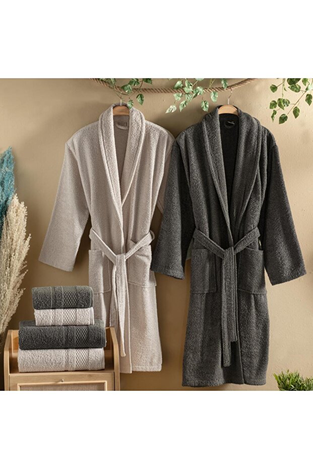 Arya 6 Piece Bathrobe Set-Beige-Khaki