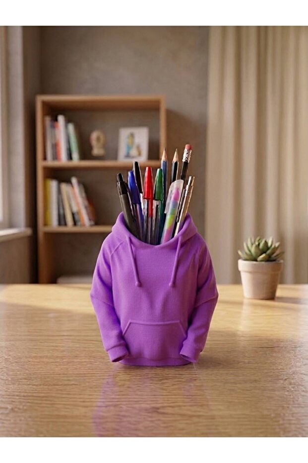 Purple Hooded Pen Holder | 3D Printing Figure | Decorative & Fun Tabletop Organizer
