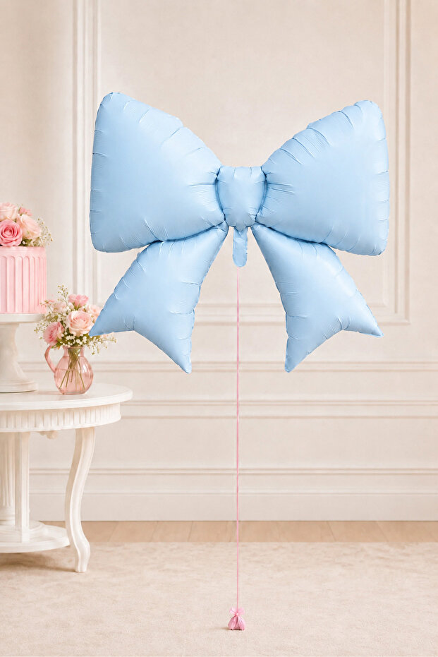 Blue Bow Foil Balloon 98X75 cm Large Size Birthday Party Decoration