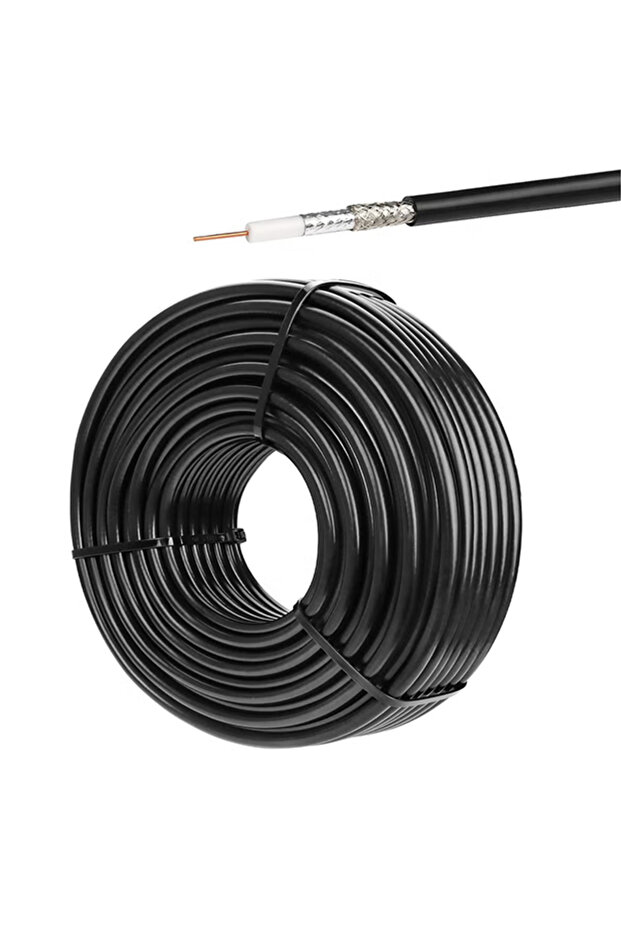 RG6U Coaxial Cable, Black PVC Jacket, Shielded TV Antenna Wire, 75 Ohms