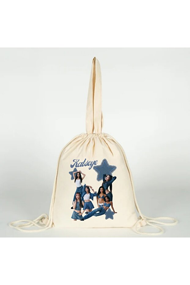 Katseye Printed Versatile Drawstring Cloth Bag 35X40 for Hand, Shoulder and Back