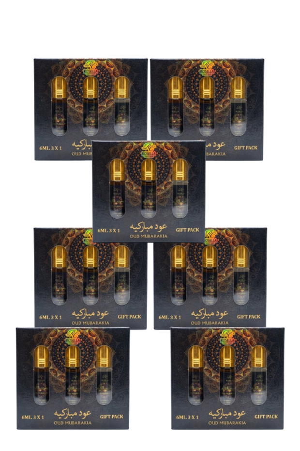 7 قطع من عطر العود المباركية، عبوة هدايا 3 × 6 مل