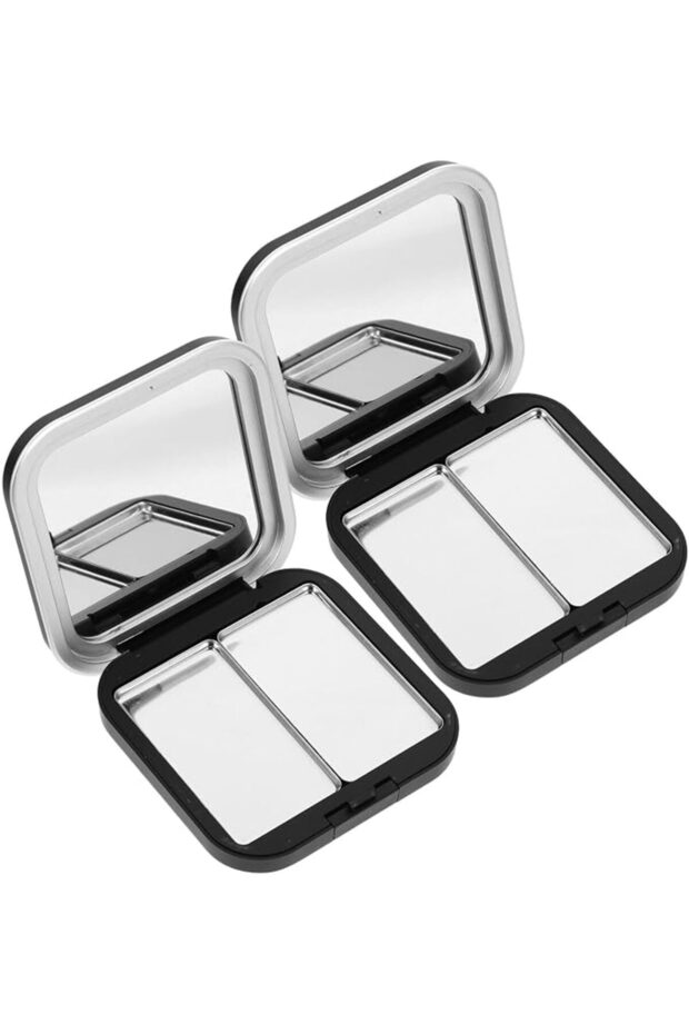 Empty Magnetic Eyeshadow Palettes, 2 Grids Refillable Rectangular Mini Makeup Dispensing Pa