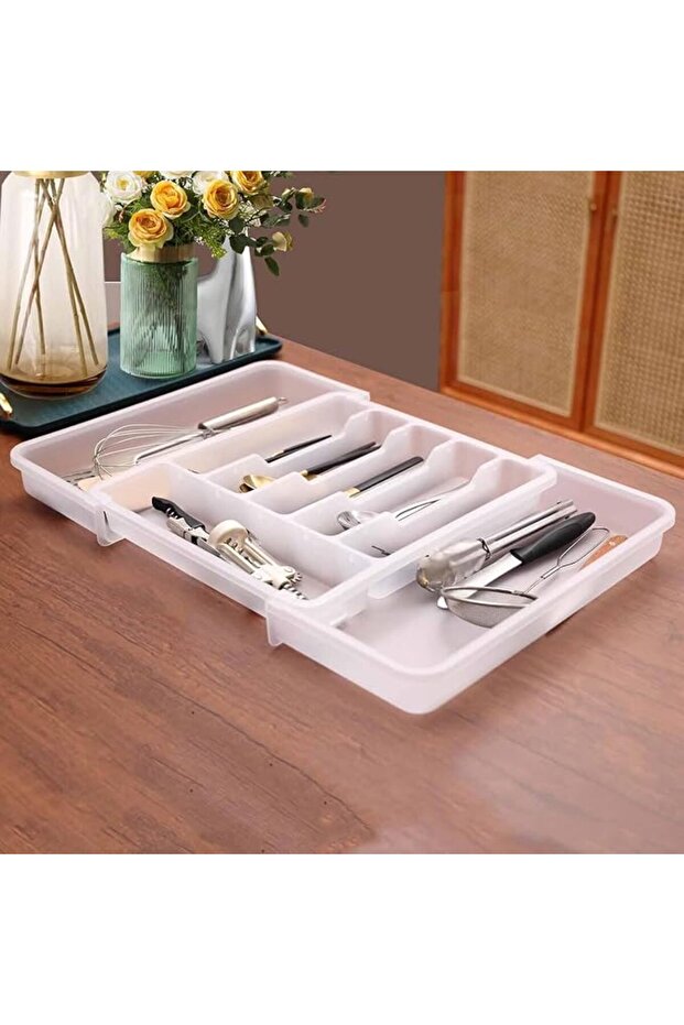Extra Large Cutlery Organizer, Expandable Silverware Drawer Organizer for Kitchen, Adjustabl