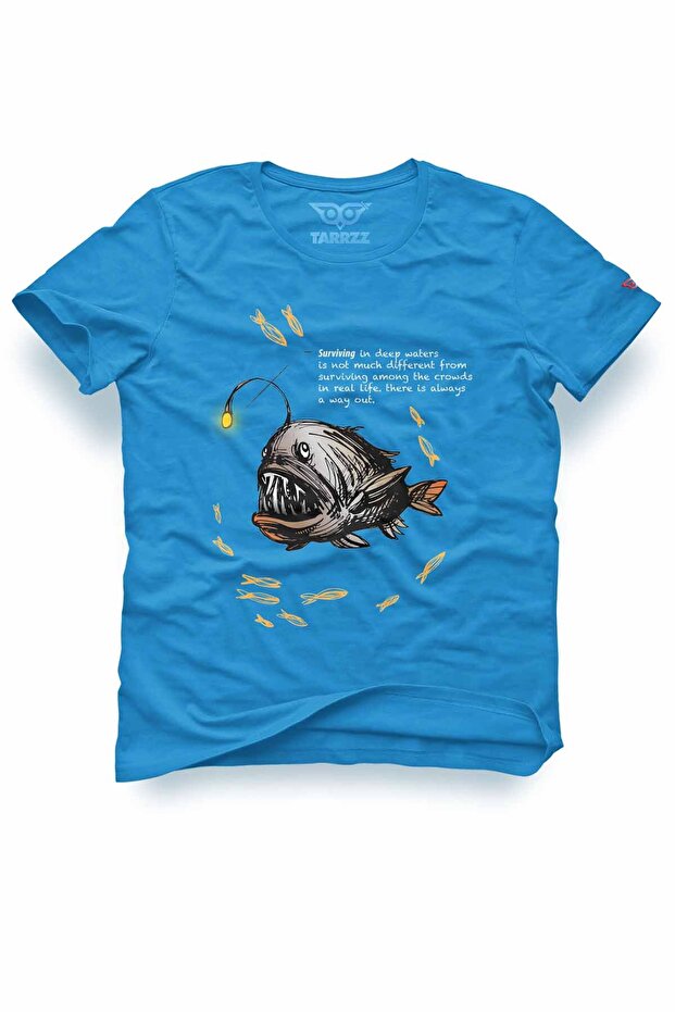 Unisex 100% Cotton Regular Fit Lantern Fish Printed T-Shirt - Life Light Design T-Shirt