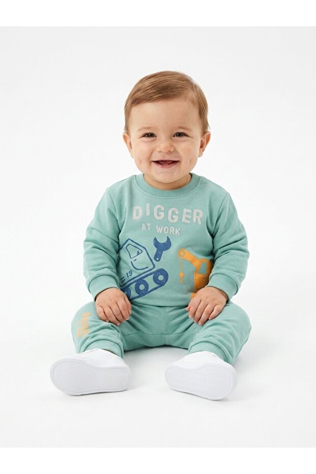 Cotton Crew Neck Baby Boy 2 Piece Set