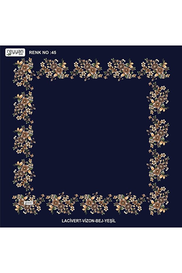 Bagged Flat Floral 90' Embroidered Yemeni Inner Tulle, 90X90 Cm, with Empty Center and Floral Edges
