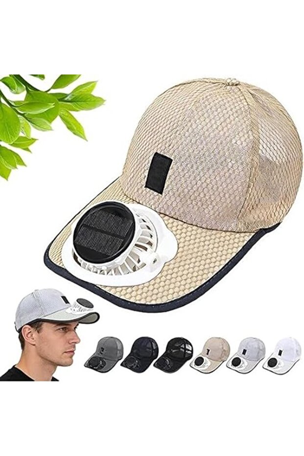Solar-powered baseball cap with a built-in USB fan - three wind speed settings