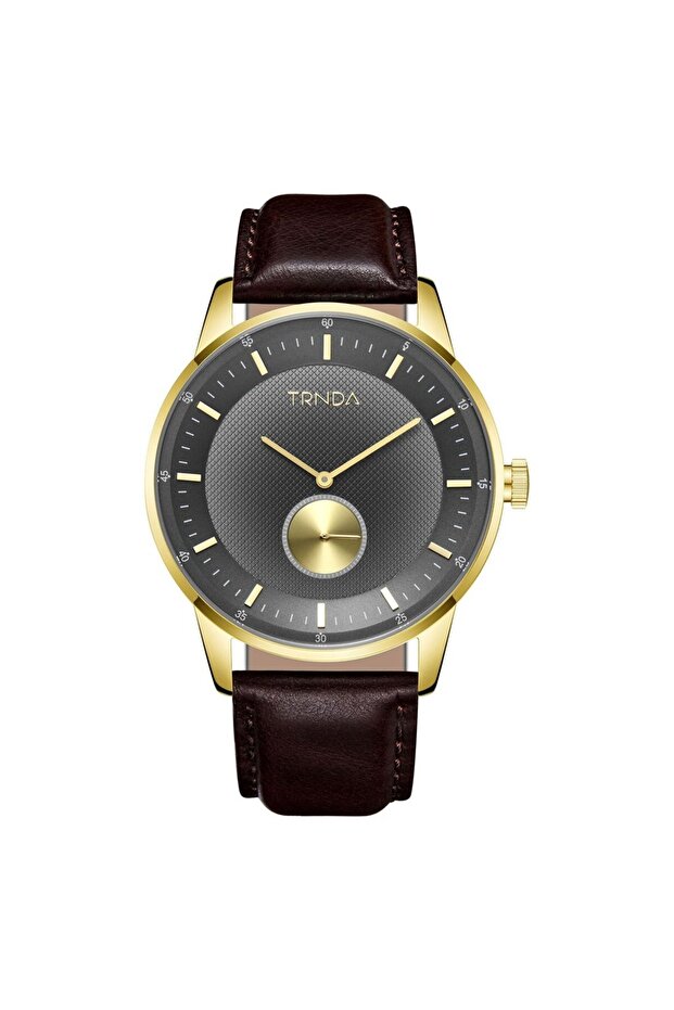 Men's Stainless Steel Gold Watch, Brown Leather | Trnda-43g