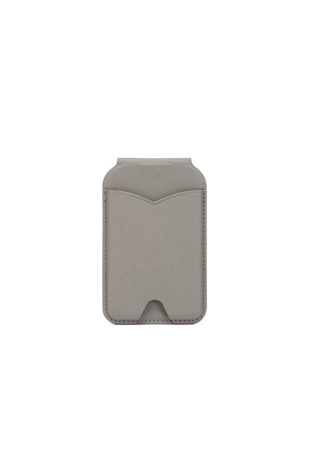 grey INEYES New Magnetic Wallet Stand with Mirror Compatible with Magsafe Adjustable Kickstand PU Le