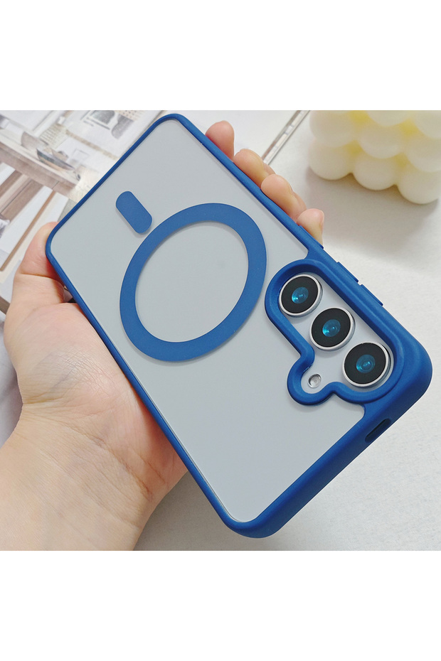 Galaxy S24+ Navy Blue Frosted Magnetic Phone Case for Samsung Galaxy S26 Ultra S25 Edge S24 S23 FE S