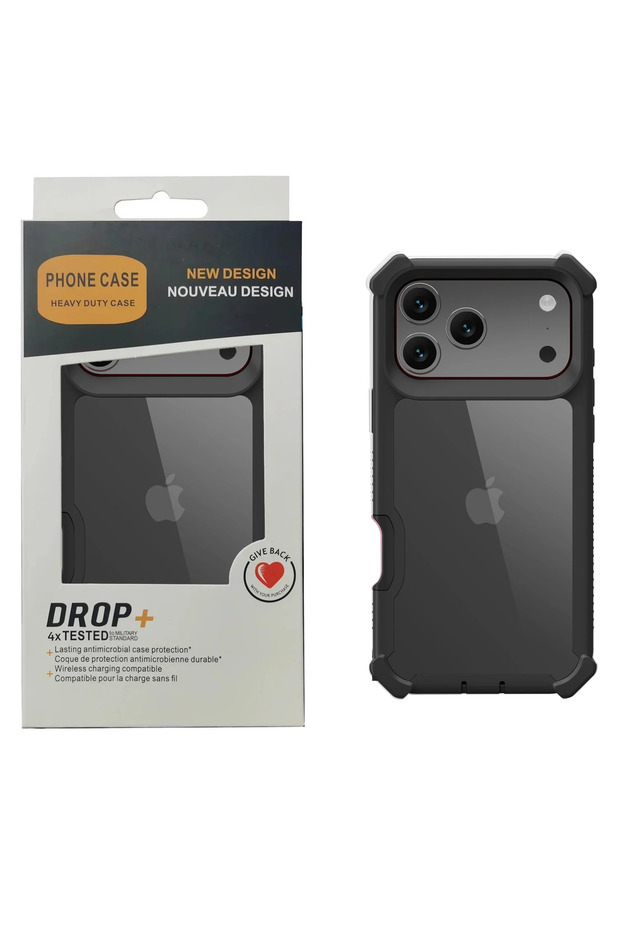 iPhone17 Pro Max Black With Box Clear Armor Phone Case For IPhone 18 Pro Max 17Air 16 15 14 Plus 13