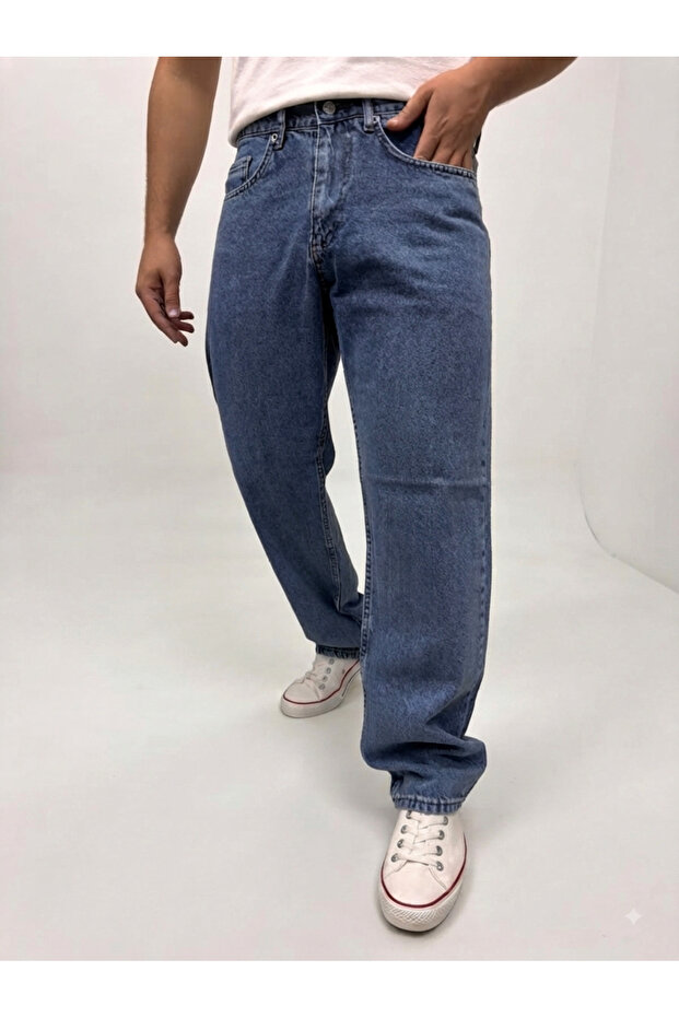 Men's Blue Baggy Fit Lycra-Free Comfortable Cut Jeans