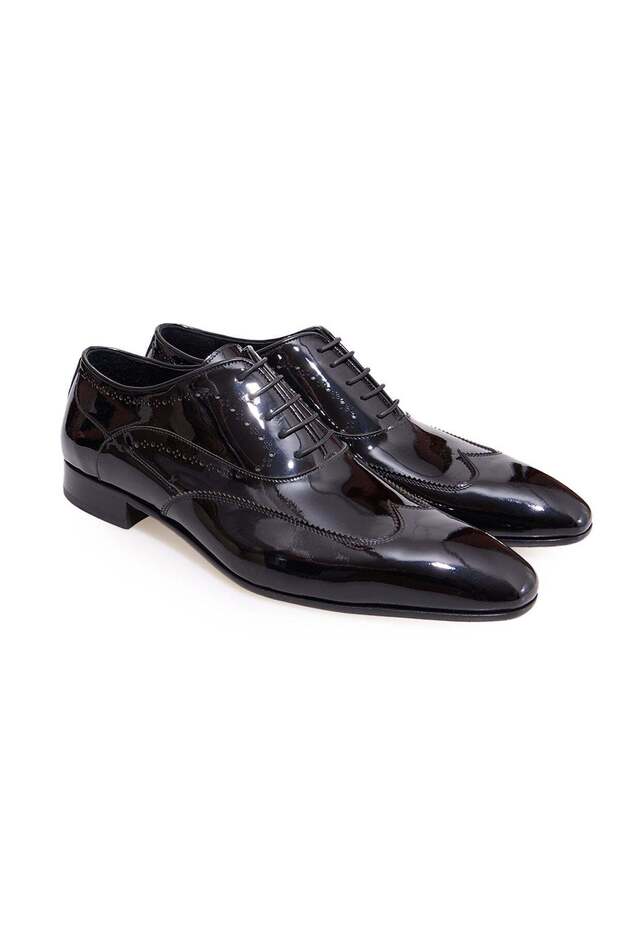 Black Color Lace-Up Genuine Leather Leather Sole Men's Shoes