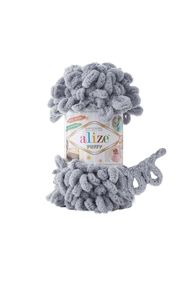 (5 Pieces) Puffy Hand Knitting Yarn 5-Pack - 362 Anthracite Gray - 100 Gr. 9 Mt. Finger Knitting Yarn