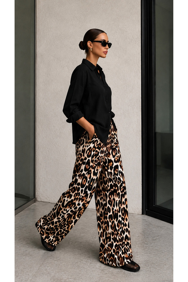 Leopar desenli pantolon