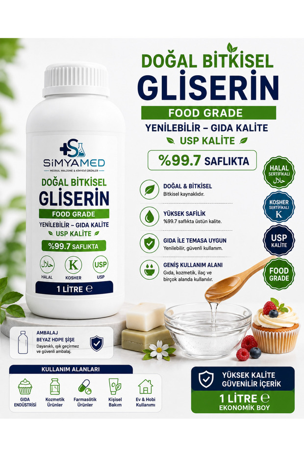 Natural Herbal Glycerin Food Grade 1Lt