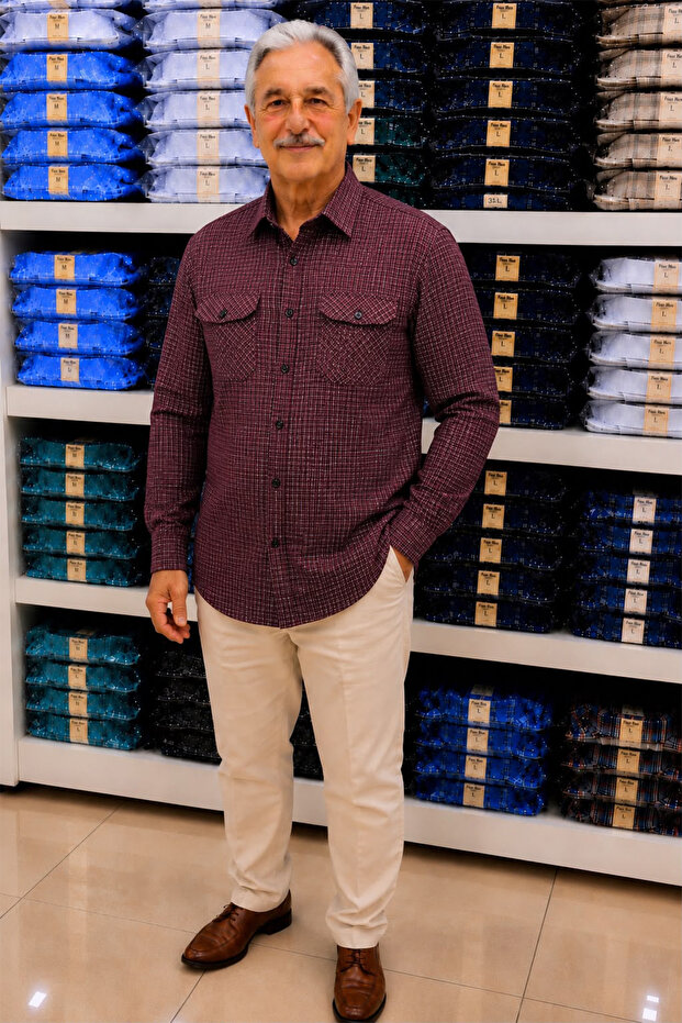 Men's Double Pocket Long Sleeve Comfortable Fit Cotton Shirt Plus Size S-5Xl