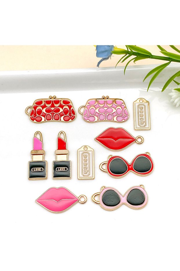 style 1 Mix 3/9pcs Alloy Drip Oil Women's Series Pendant Accessories, DIY Necklaces, Earrings, Keych