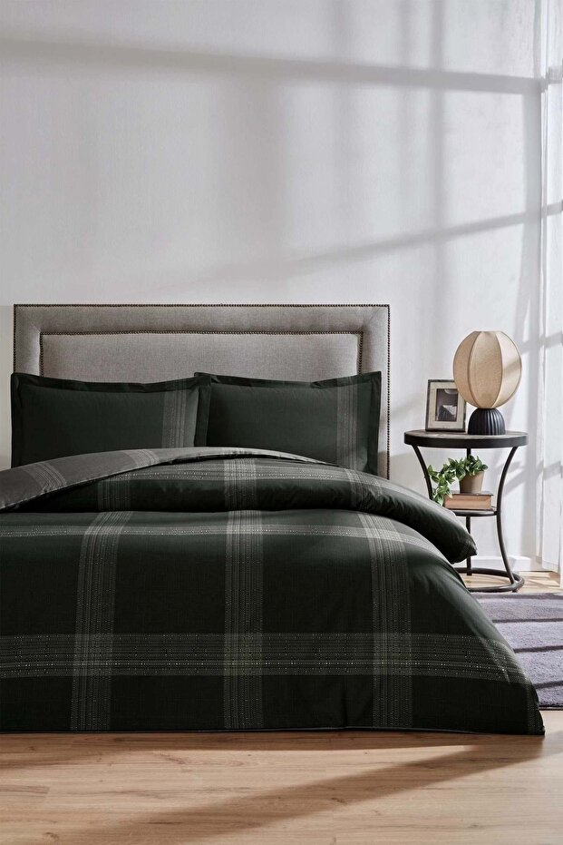Ranforce -Melange Black- Single Duvet Cover Set with Elastic Sheets