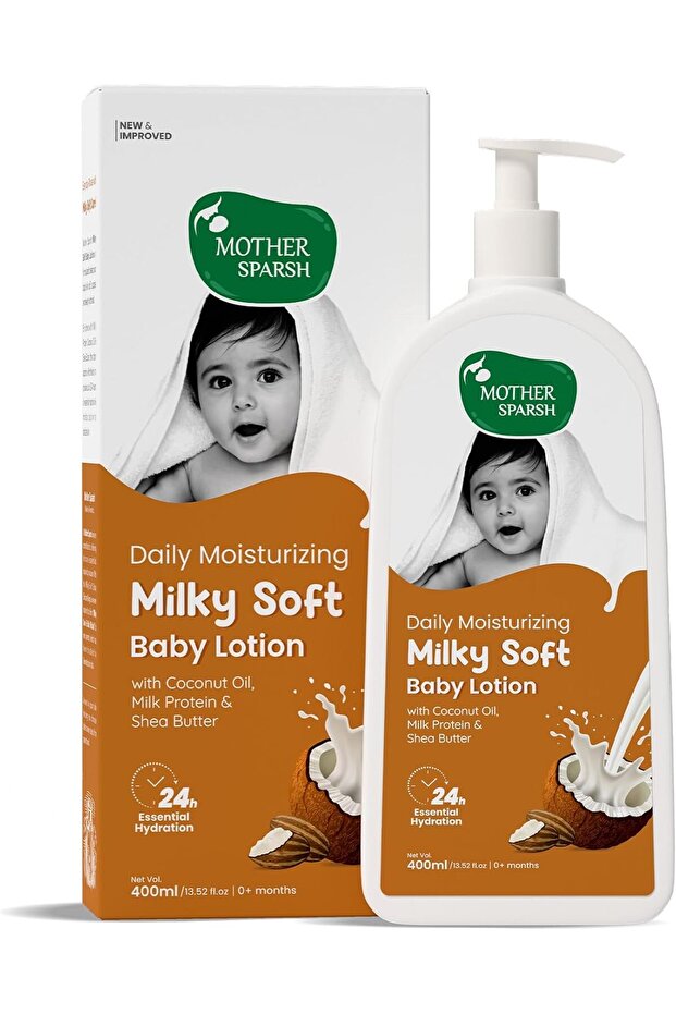 Milky Soft Baby Lotion - 400ml | With Milk Protein, Coconut Oil & Shea Butter | For 24Hrs Moisturization