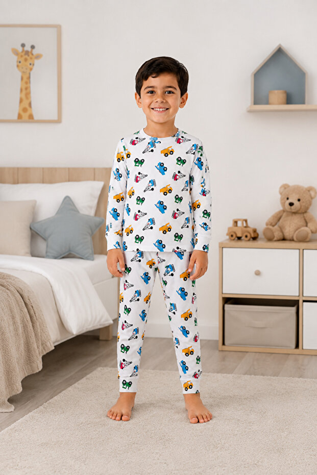 100% Cotton Boys' Pajama Set – Long Sleeve