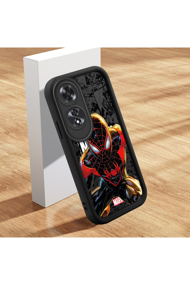 Oppo A60 Compatible Black Spiderman Case Camera Protector Couple Couple Case Silicone Phone Case
