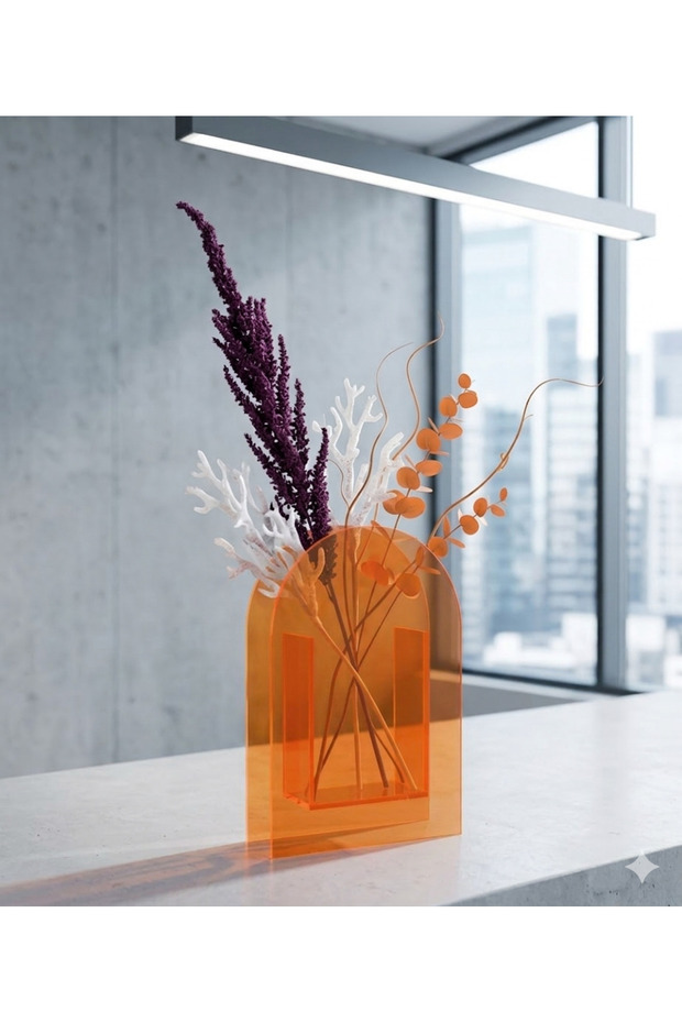 Decorative Plexiglass Vase (Orange)