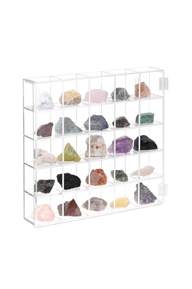 Ikee Design Acrylic Display Rack Case Organizer Storage, Shot Glass Display (3) 25 Compartment)
