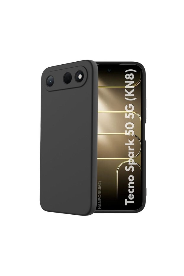 Tecno Spark 50 5g Compatible Silicone Case - Pastel Color Tone Flexible Cover with Camera Protection - Black