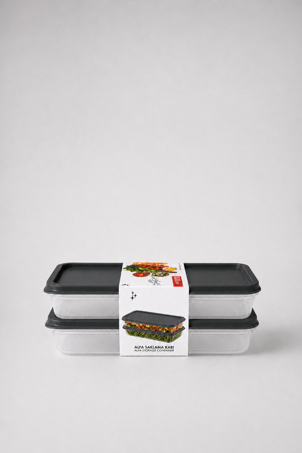 2-Piece Set of 1200 ml + 1200 ml Rectangular Storage Containers with Lids for Food Preservation and Food Storage 2400 ml
