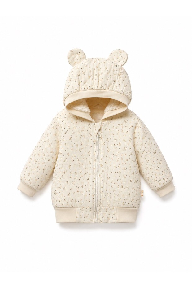 Baby Boy Floral Figured Zippered Fleece Jacket 0-12 Months Multi-Color