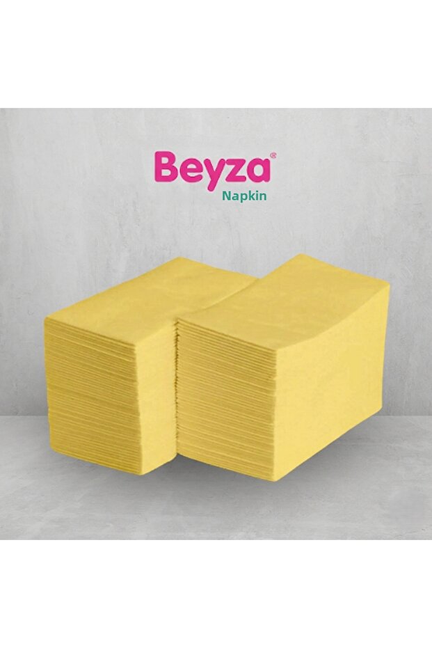 100 Double Layer Waiter's Folded Napkins (33X33 cm) - Green, Yellow, Pink