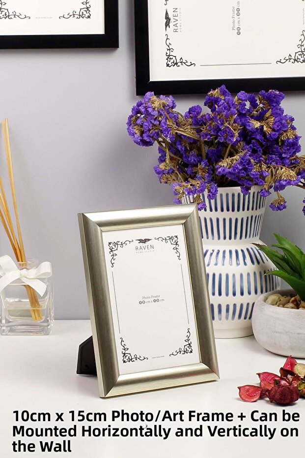 10cm X 15cm Oval Platinum Color Picture, Photo, Document, Poster, Document Frame with Adjustable Stand