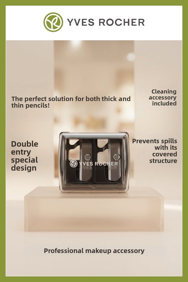 Dual Sharpener - Design with a Cap That Opens Without Breaking, for Both Thick and Thin Makeup Pencils