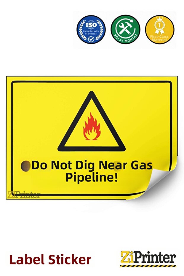 Gas Transport Pipeline Do Not Dig! Isg Warning Sign Sticker 35X50 cm